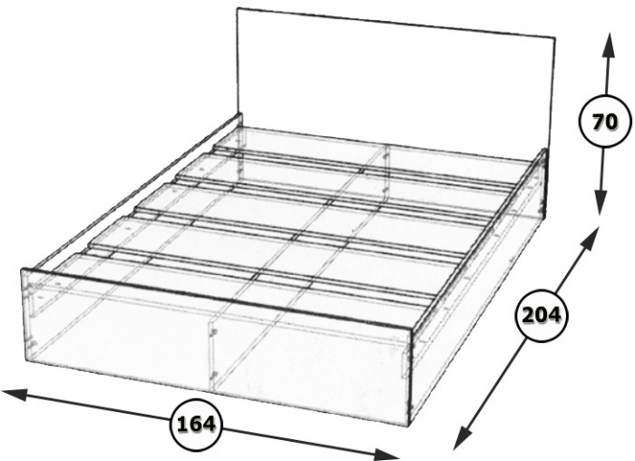 Стандарт Кровать 1600, цвет белый, ШхГхВ 163,5х203,5х70 см., сп.м. 1600х2000 мм., без матраса, основание есть