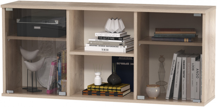 КР100 Бостон № 16, цвет дуб эндгрейн элегантный/фасады МДФ милк рикамо софт, 12.69+10.51+13.154+12.69+10.51, ШхГхВ 269х57,2х194,4 см., ун. сборка