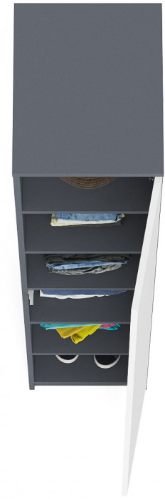 Мори Пенал МШ400.1, цвет графит/белый, ШхГхВ 40,4х50,4х209,6 см., универсальная сборка