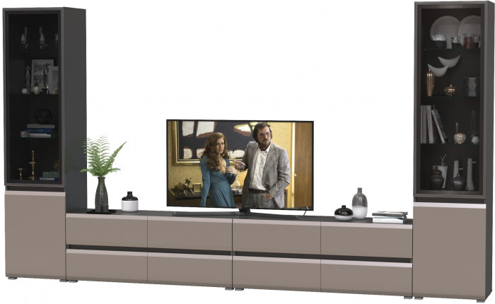 Сидней Комплектация № 130, корпус: антрацит/фасады: МДФ веллюто капучино