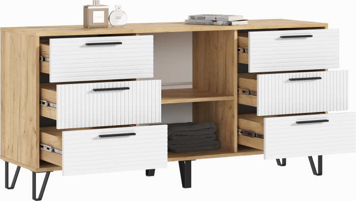 Комод Флэш Браш Вайт/Дуб Крафт (Крафт/ Браш Вайт)