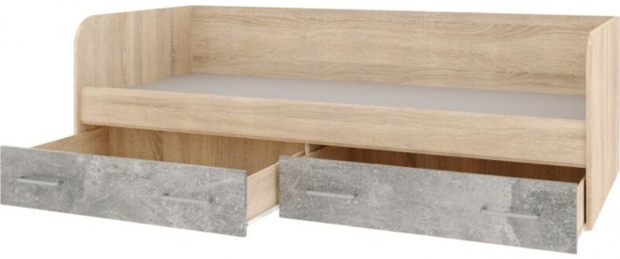 Колибри-лофт Кровать с ящиками дуб сонома/ателье светлое+акрил белый