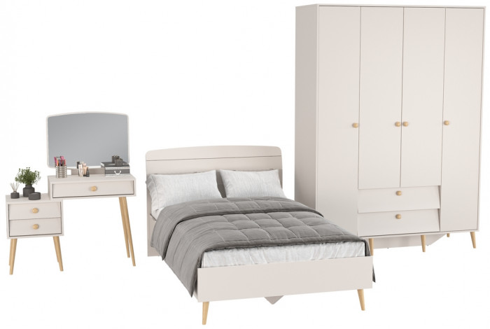 Афина Спальня 10-1200, цвет кашемир серый, сп.м. 1200х2000 мм., б/м, основание есть - фанера