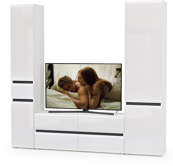 Сидней Комплектация № 022, корпус: белый/чёрный/фасады: МДФ белый глянец