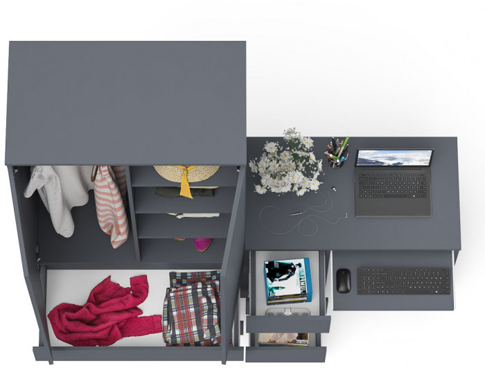 Мори компьютерный стол МС-6 левый + Шкаф МШ900.1, графит