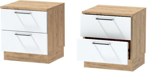 Тумба-6 прикроватная напольная "Иннэс-7", Крафт золотой/Белый глянец