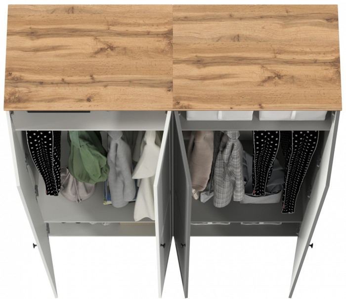 Остин 13.224 Шкаф 2 шт., белый шагрень/серый графит/дуб крафт золотой