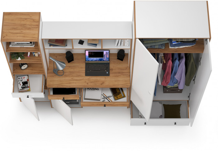 Вуди Компоновка № 24, белый премиум/дуб крафт золотой