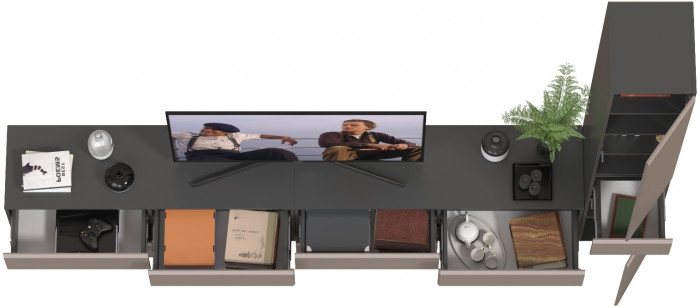 Сидней Комплектация № 132, корпус: антрацит/фасады: МДФ веллюто капучино