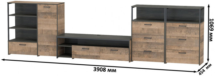 Трувор Гостиная 106, дуб гранж песочный/интра