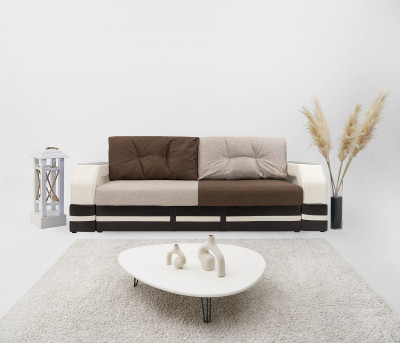 Диван-еврокнижка Манчестер 160х200, с подсветкой, велюр/экокожа комби