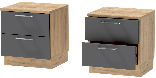 Тумба-6 прикроватная напольная "Иннэс-7", Крафт золотой/Графит