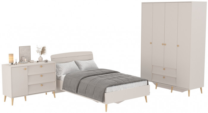 Афина Спальня 11-1200, цвет кашемир серый, сп.м. 1200х2000 мм., б/м, основание есть - фанера