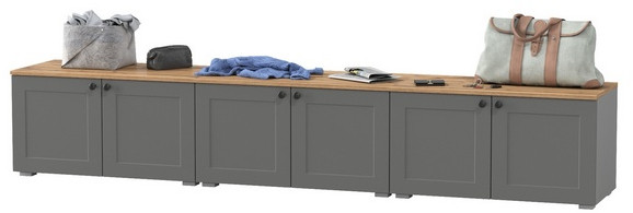 Остин 13.257 Тумба + 13.257 Тумба + 13.257 Тумба, цвет серый графит/дуб крафт золотой, ШхГхВ 240х41,9х43,7 см.