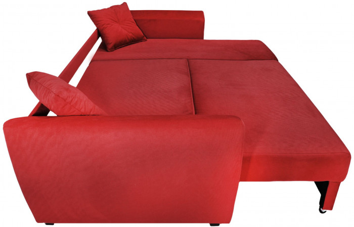 Диван-кровать угловой Амстердам Люкс, 160х200, еврокнижка, велюр, красный