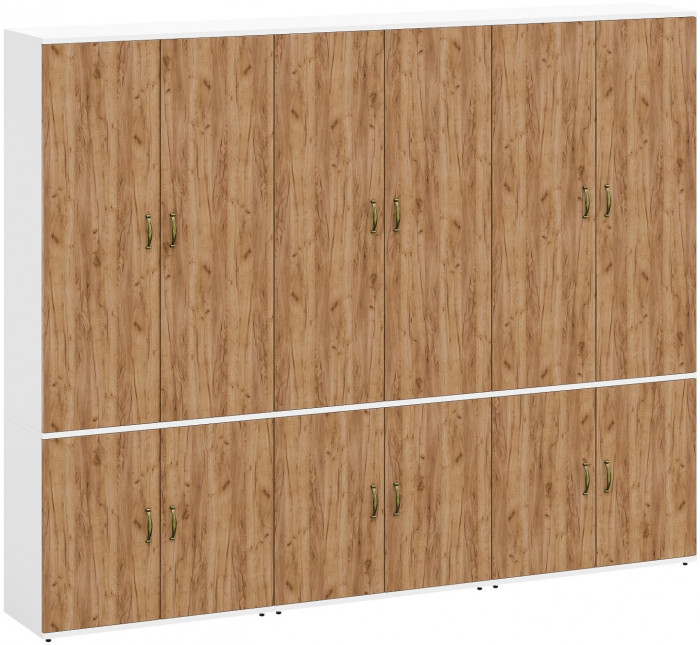 Лидер-8 Шкаф МД 20Б 3 шт., цвет белый шагрень/крафт золото, ШхГхВ 240х37,5х190 см., НЕ универсальная сборка