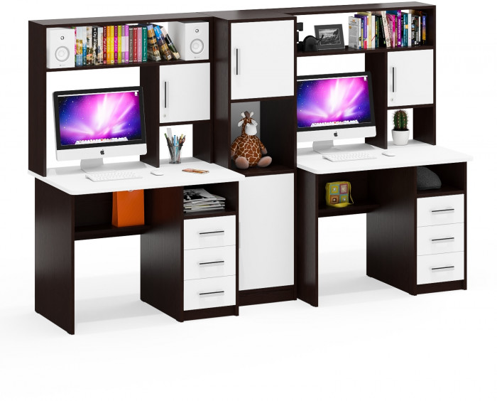 С-МД-СК9 Компоновка № 04, цвет венге/белый шагрень, ШхГхВ 247х70х160 см., НЕ универсальная сборка