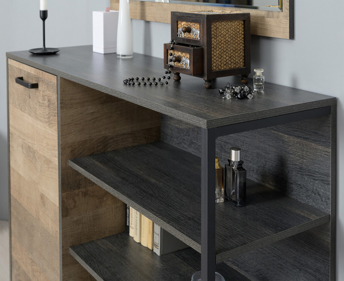 Трувор 15.120 Прихожая + 13.307.01 Комод, цвет дуб гранж песочный/интра, ШхГхВ 189х36,9х194,2 см., универсальная сборка