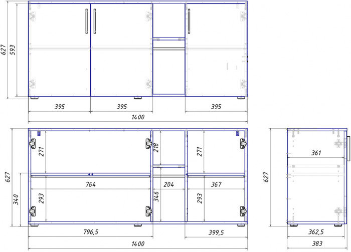 Эйр Гостиная 16.55 Тумба под ТВ, цвет белый шагрень, ШхГхВ 140х38,3х62,7 см., универсальная сборка