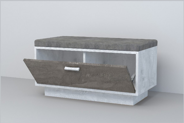 Эго Обувница ОБ-1 ПД (Глянец Белый/Бетон Светлый)