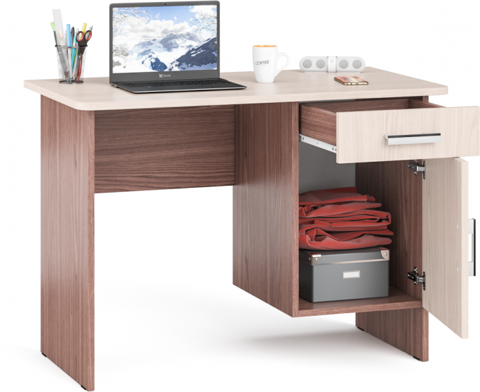 письменный стол С-МД-1-09, ясень шимо светлый/ясень шимо тёмный