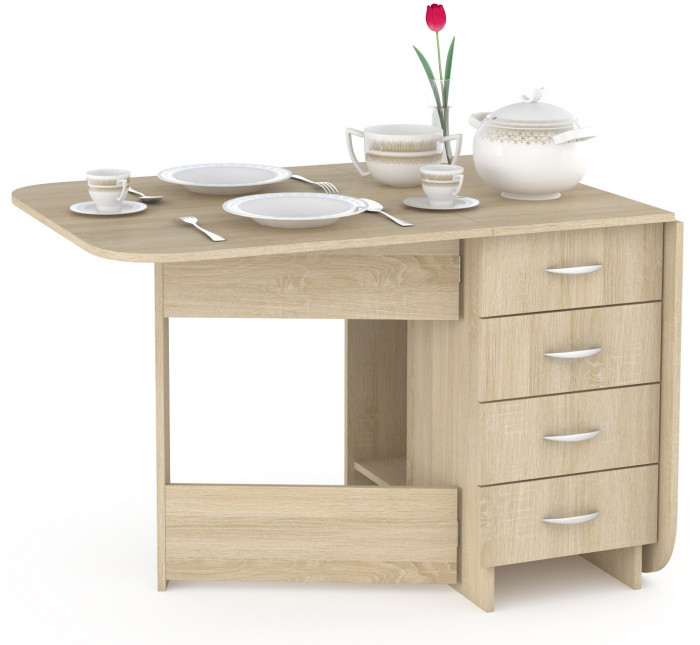 Глория 606М Стол-книжка с ящиками, дуб сонома