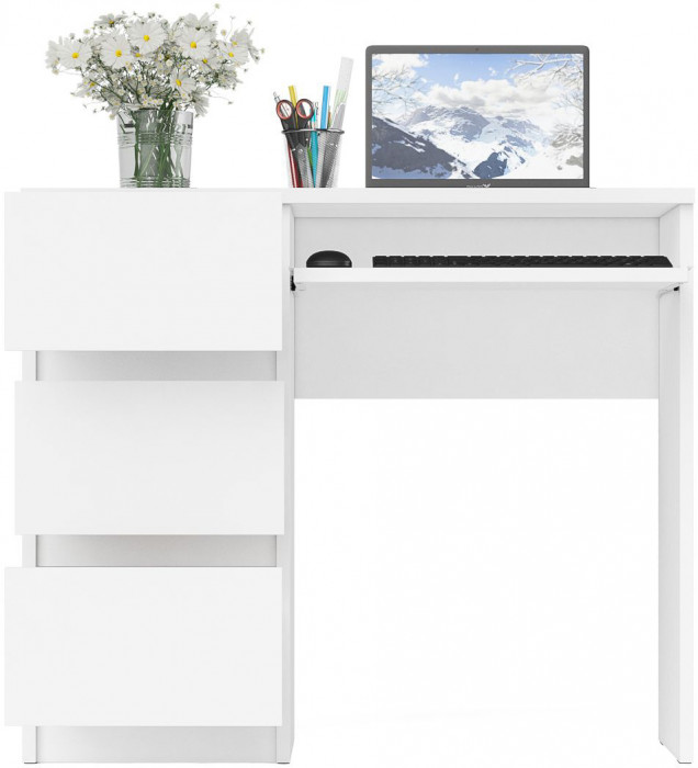 Мори компьютерный стол МС-6 левый, белый