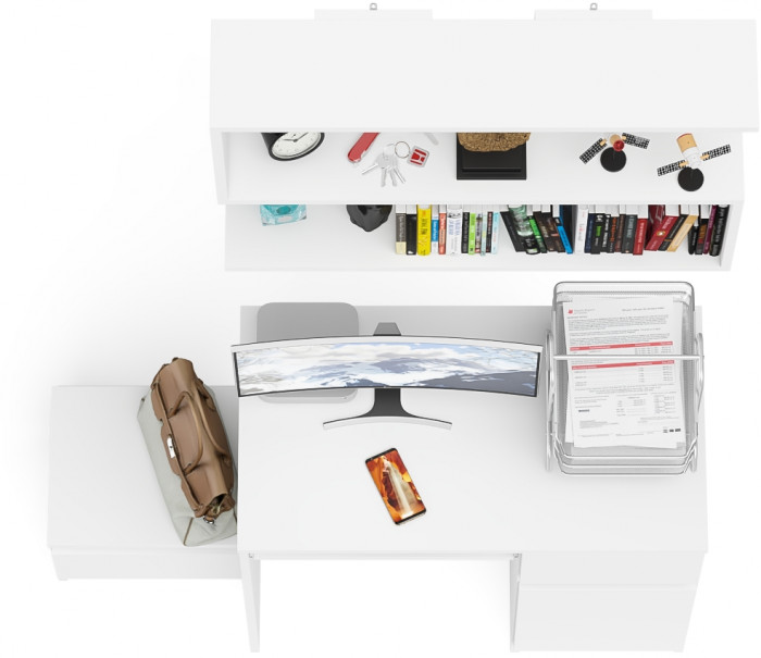 Мори компьютерный стол МС-1 правый + Тумба ТМП400.1 + Полка 900, белый