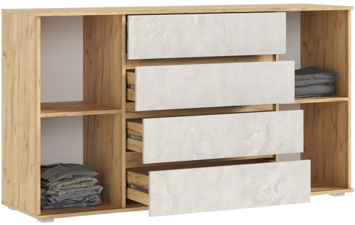 Марвэл Комод 2 двери 4 ящика (1600), Дуб крафт/Мальта