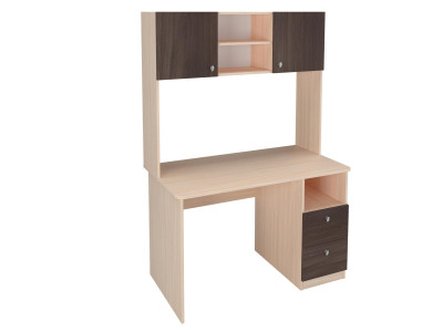 Стол письменный с надстройкой Дуб молочный/Дуб Шамони
