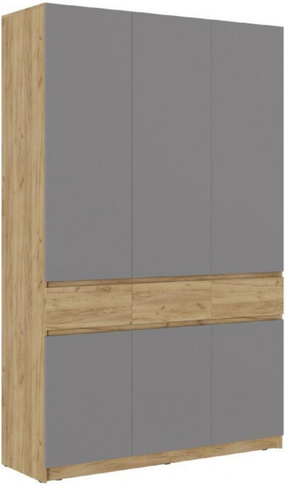 Модульная прихожая Бостон ЛДСП композиция 1 (Серый Шифер, Дуб Крафт Золотой)