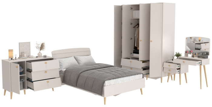 Афина Спальня 12-1200, цвет кашемир серый, сп.м. 1200х2000 мм., б/м, основание есть - фанера