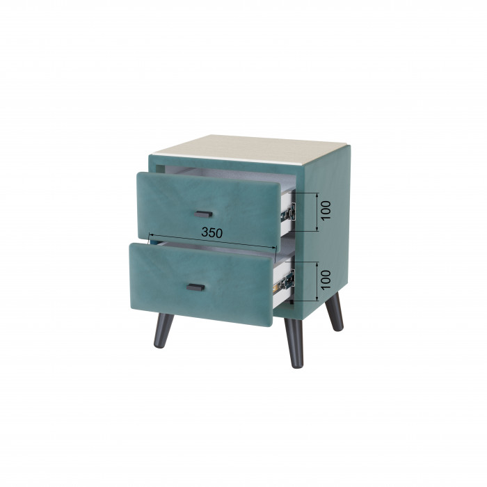 Тумба прикроватная интерьерная Пай бирюза/мдф клен кремовый
