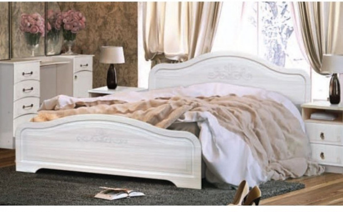 Кэт-6 бодега/сандал Кровать 160 с настилом (Бодега белая / Сандал)