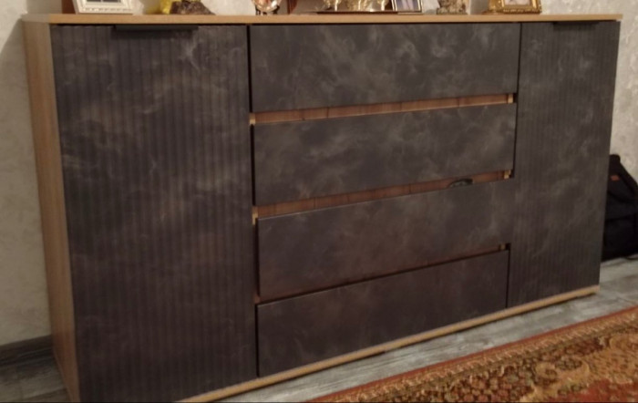 Марвэл Комод 2 двери 4 ящика (1600), Дуб крафт/Мальта грей