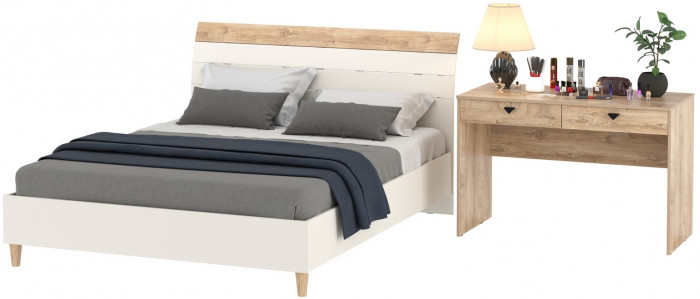 Муссон Кровать 11.41 + ортопед + Бостон 12.69, цвет дуб эндгрейн элегантный, сп. м. 1600х2000 мм., б/м