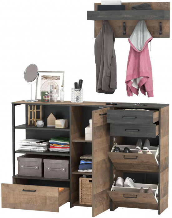 Трувор Прихожая 155, дуб гранж песочный/интра