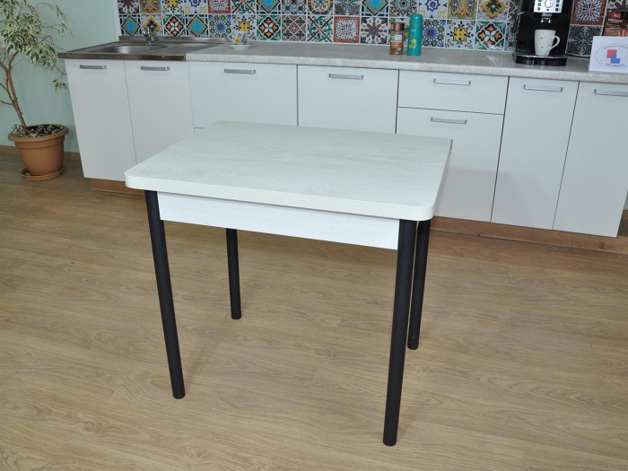 Эко 80х60 стол обеденный раскладной / бетон белый/черный