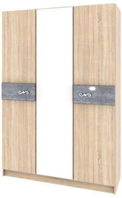 Мадлен Шкаф 3-хств. дуб сонома/МДФ дуб шале серебро