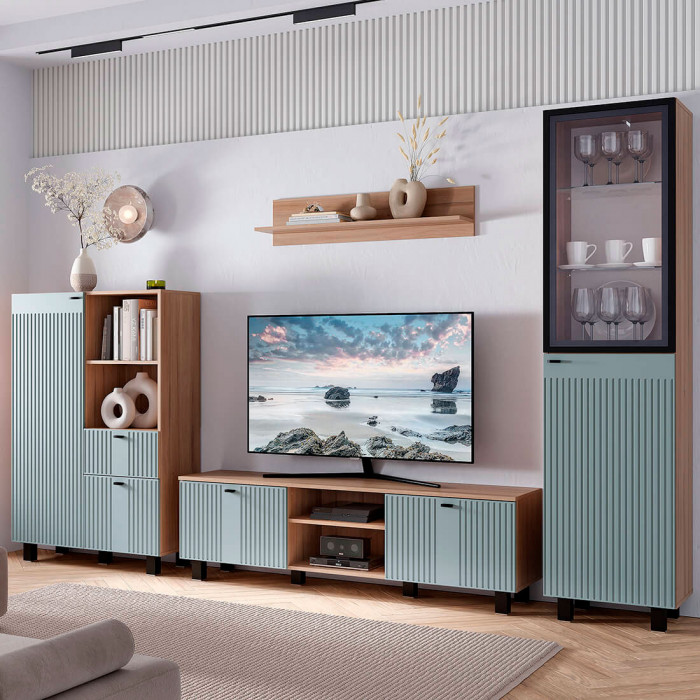 "Олива" ТБ-09 тумба под ТВ Дуб каньон/Шарли бриз MF11