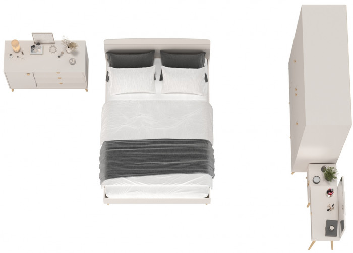 Афина Спальня 12-1400, цвет кашемир серый, сп.м. 1400х2000 мм., б/м, основание есть - фанера