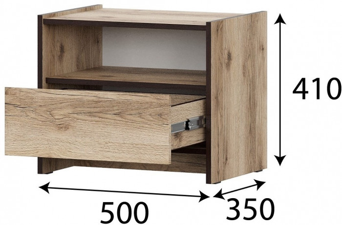 Прага Тумба прикроватная Дуб Делано/Дуб Венге