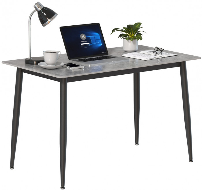 Обеденный стол Мебель--24 DT-27, цвет серый мрамор(глянцевая), ШхГхВ 120х70х75 см., столешница камень 10,5 мм., ножки металл, макс. нагрузка 80 кг.