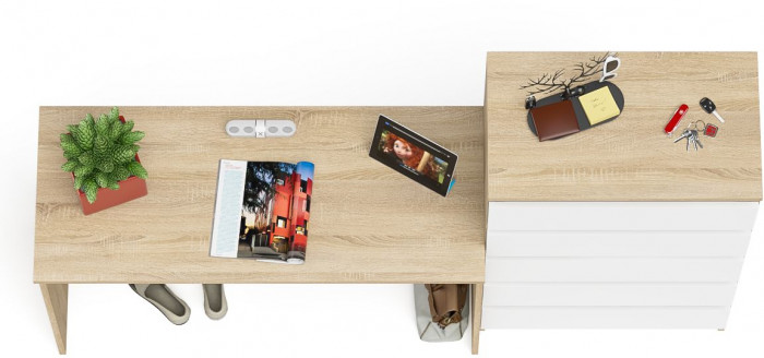 Мори письменный стол МСП1200.1 + Комод МК700.5, дуб сонома/белый