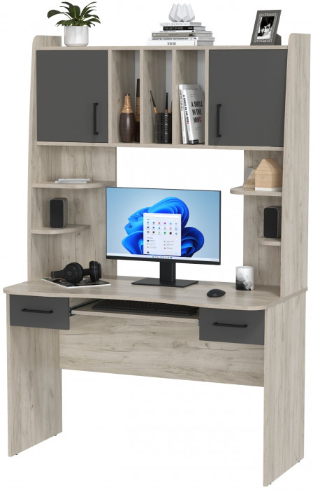 Стол рабочий 6-0604дкс/граф Бета, дуб крафт серый/графит