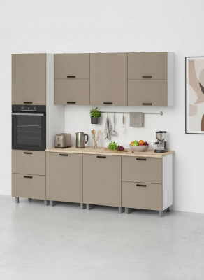 МК Аленушка 2,4м Орешник Матовый Вижен,скоба черный,сонома (без столешницы)