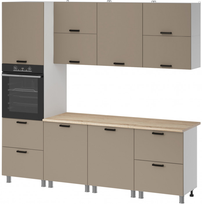 МК Аленушка 2,4м Орешник Матовый Вижен,скоба черный,сонома (без столешницы)