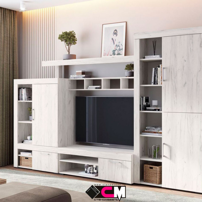 Гранд стеллаж 02 (ШК 3) (0.896х1,393х0,449) дуб крафт белый