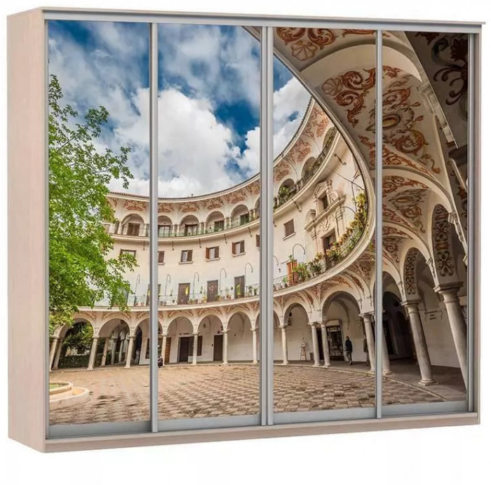 Шкаф купе Модерн 2362х600 4-х дверный 4-х секционный фотопечать №2 ясень