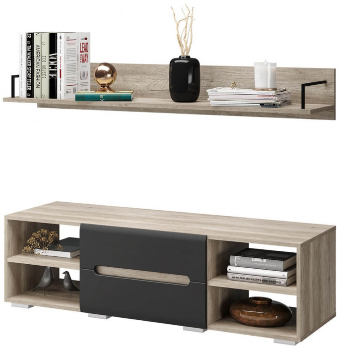 Тумба для ТВ с полками Наоми ТБ-16, графит